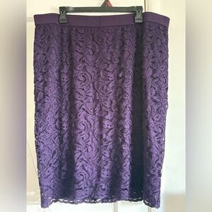 Roz & Ali Deep Purple Lace Pencil Skirt